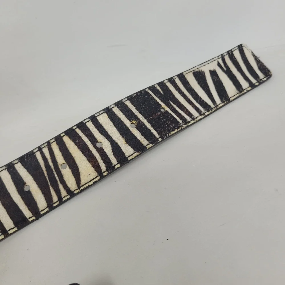 Zebra Print Belt Small Haircalf Animal Print Statement Y2K Mob Wife 90s Boho